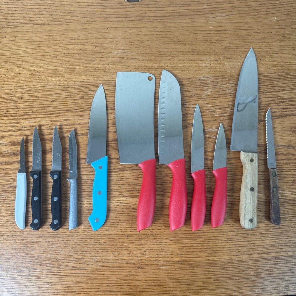 11pc Mixed Kitchen Knife Set Stainless Steel Cleaver Chef Santoku Paring‎ Steak